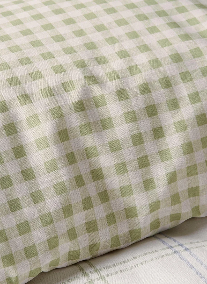 Matalan Blue/Green Green Grid Check Frill Duvet Set  | Best Price UAE